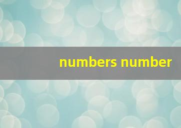 numbers number