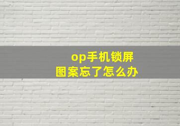 op手机锁屏图案忘了怎么办