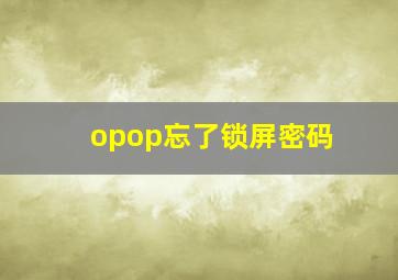 opop忘了锁屏密码