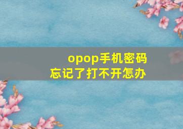 opop手机密码忘记了打不开怎办