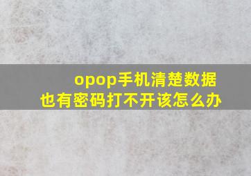 opop手机清楚数据也有密码打不开该怎么办