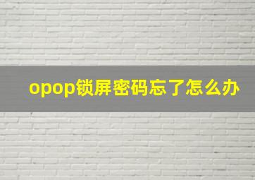 opop锁屏密码忘了怎么办