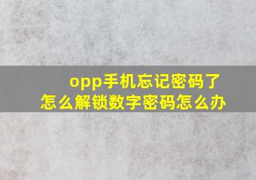 opp手机忘记密码了怎么解锁数字密码怎么办