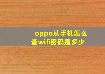 oppo从手机怎么查wifi密码是多少