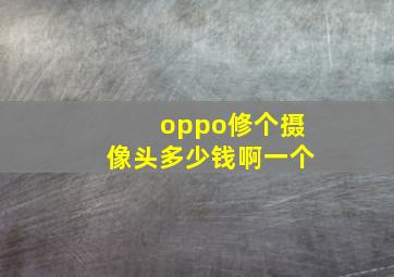 oppo修个摄像头多少钱啊一个