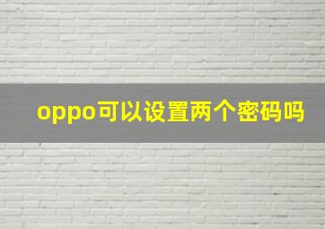 oppo可以设置两个密码吗