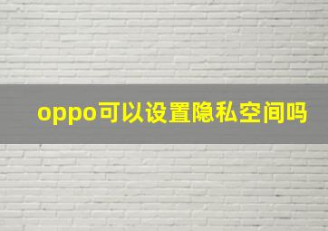 oppo可以设置隐私空间吗