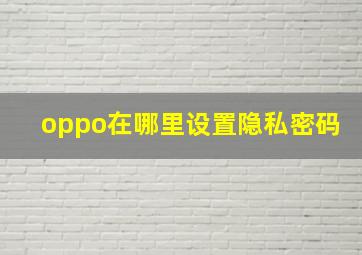 oppo在哪里设置隐私密码