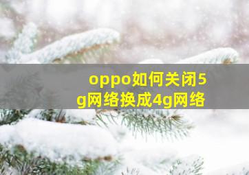 oppo如何关闭5g网络换成4g网络