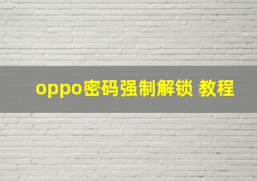 oppo密码强制解锁 教程