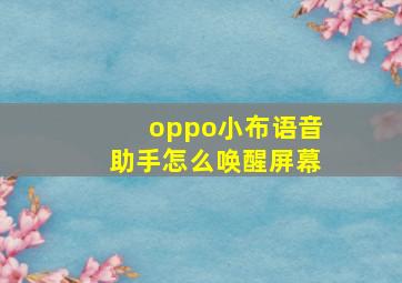 oppo小布语音助手怎么唤醒屏幕