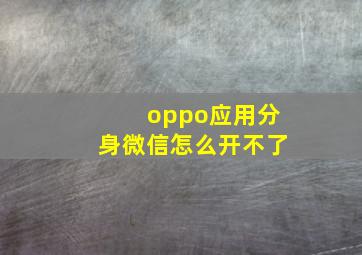 oppo应用分身微信怎么开不了