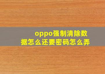 oppo强制清除数据怎么还要密码怎么弄