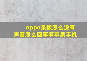 oppo录像怎么没有声音怎么回事啊苹果手机