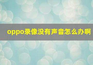 oppo录像没有声音怎么办啊