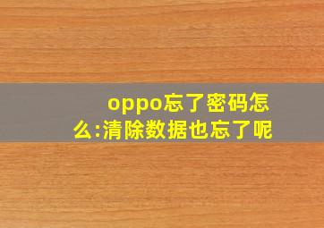 oppo忘了密码怎么:清除数据也忘了呢