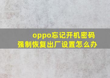 oppo忘记开机密码强制恢复出厂设置怎么办