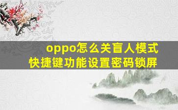 oppo怎么关盲人模式快捷键功能设置密码锁屏