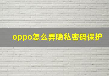 oppo怎么弄隐私密码保护