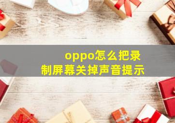 oppo怎么把录制屏幕关掉声音提示