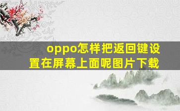 oppo怎样把返回键设置在屏幕上面呢图片下载