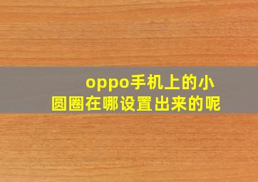 oppo手机上的小圆圈在哪设置出来的呢