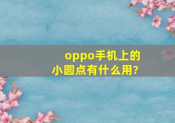 oppo手机上的小圆点有什么用?