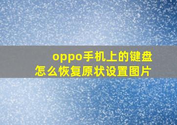 oppo手机上的键盘怎么恢复原状设置图片