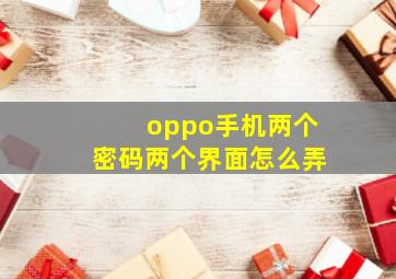 oppo手机两个密码两个界面怎么弄