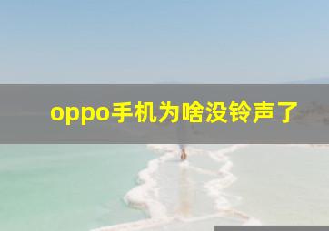 oppo手机为啥没铃声了