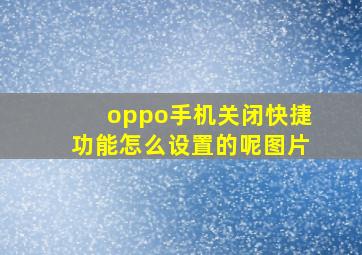 oppo手机关闭快捷功能怎么设置的呢图片