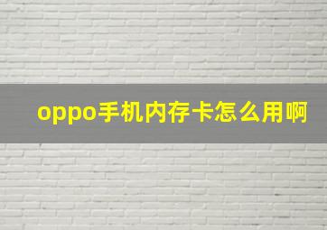 oppo手机内存卡怎么用啊