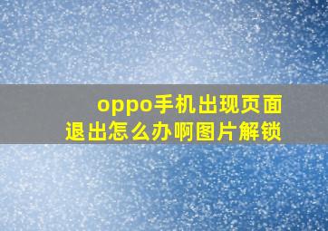 oppo手机出现页面退出怎么办啊图片解锁