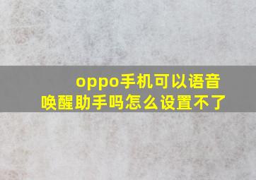 oppo手机可以语音唤醒助手吗怎么设置不了