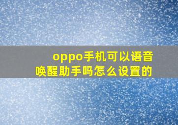 oppo手机可以语音唤醒助手吗怎么设置的