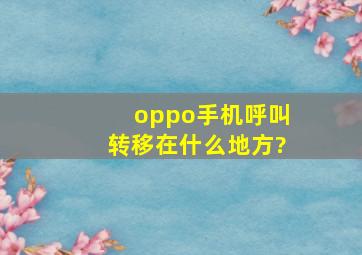 oppo手机呼叫转移在什么地方?