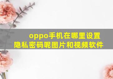 oppo手机在哪里设置隐私密码呢图片和视频软件