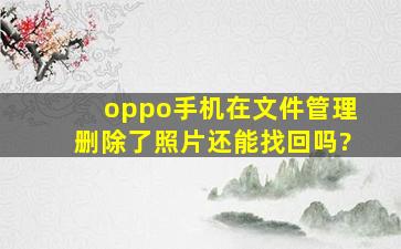 oppo手机在文件管理删除了照片还能找回吗?