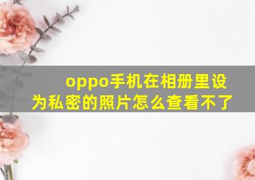 oppo手机在相册里设为私密的照片怎么查看不了