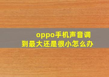 oppo手机声音调到最大还是很小怎么办