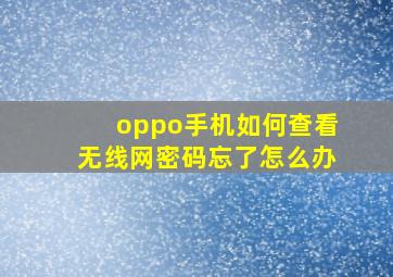 oppo手机如何查看无线网密码忘了怎么办