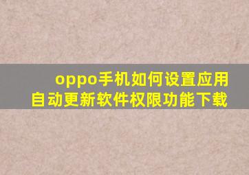 oppo手机如何设置应用自动更新软件权限功能下载