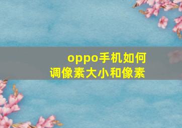 oppo手机如何调像素大小和像素