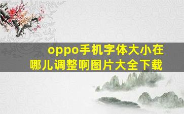 oppo手机字体大小在哪儿调整啊图片大全下载