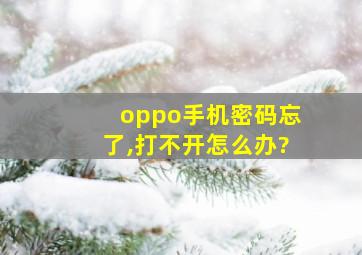 oppo手机密码忘了,打不开怎么办?