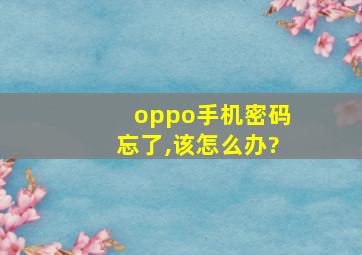 oppo手机密码忘了,该怎么办?