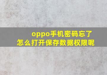 oppo手机密码忘了怎么打开保存数据权限呢