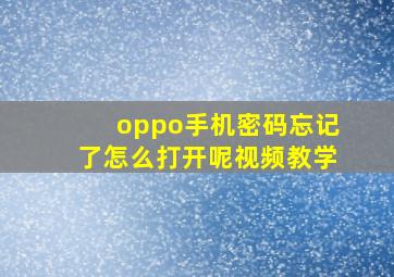 oppo手机密码忘记了怎么打开呢视频教学