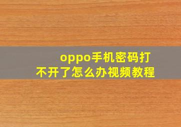 oppo手机密码打不开了怎么办视频教程