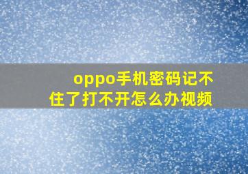 oppo手机密码记不住了打不开怎么办视频